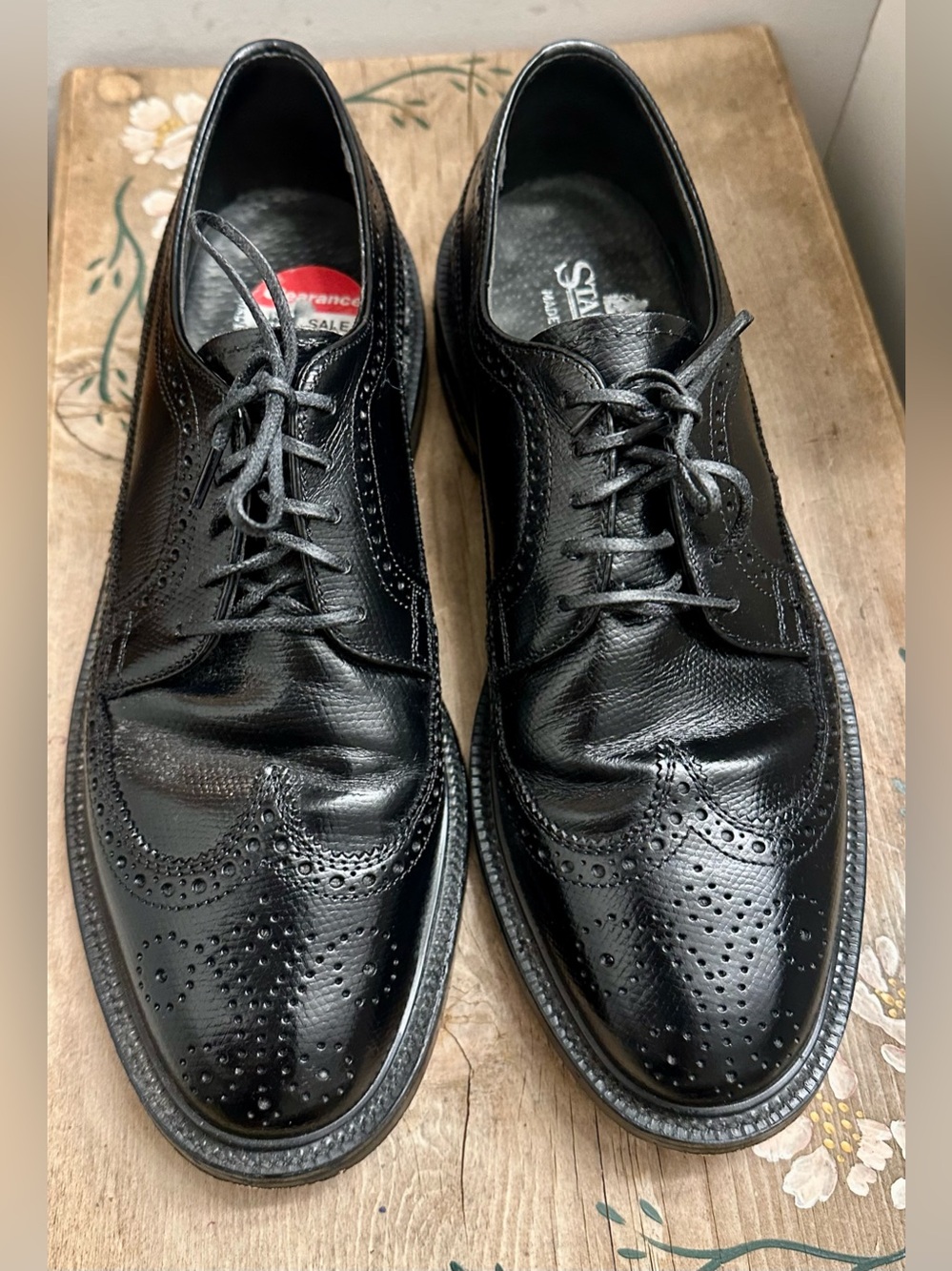 Stafford black leather wingtip oxford dress shoes made in the U.S.A.